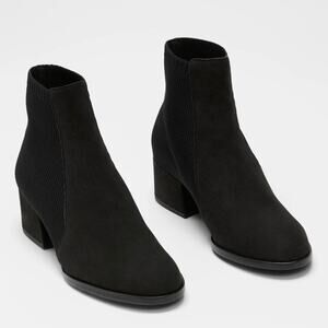 Eileen Fisher Black Distressed Leather Aesop Sock Bootie Sz.10 NWOB